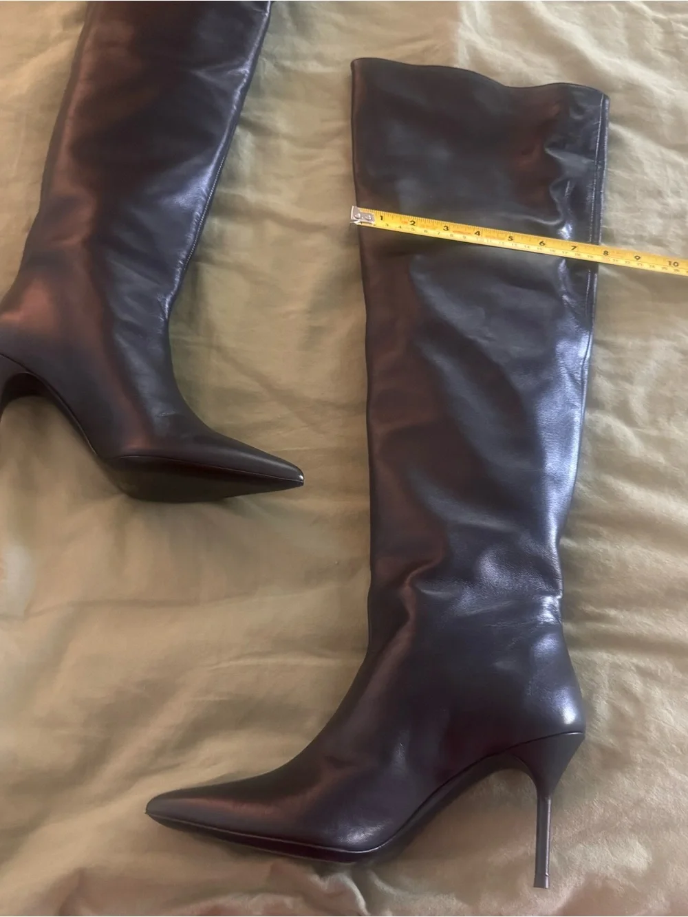 New STAUD Sebastian Black Leather Over The Knee Boots $895 Size EU 39 US 9